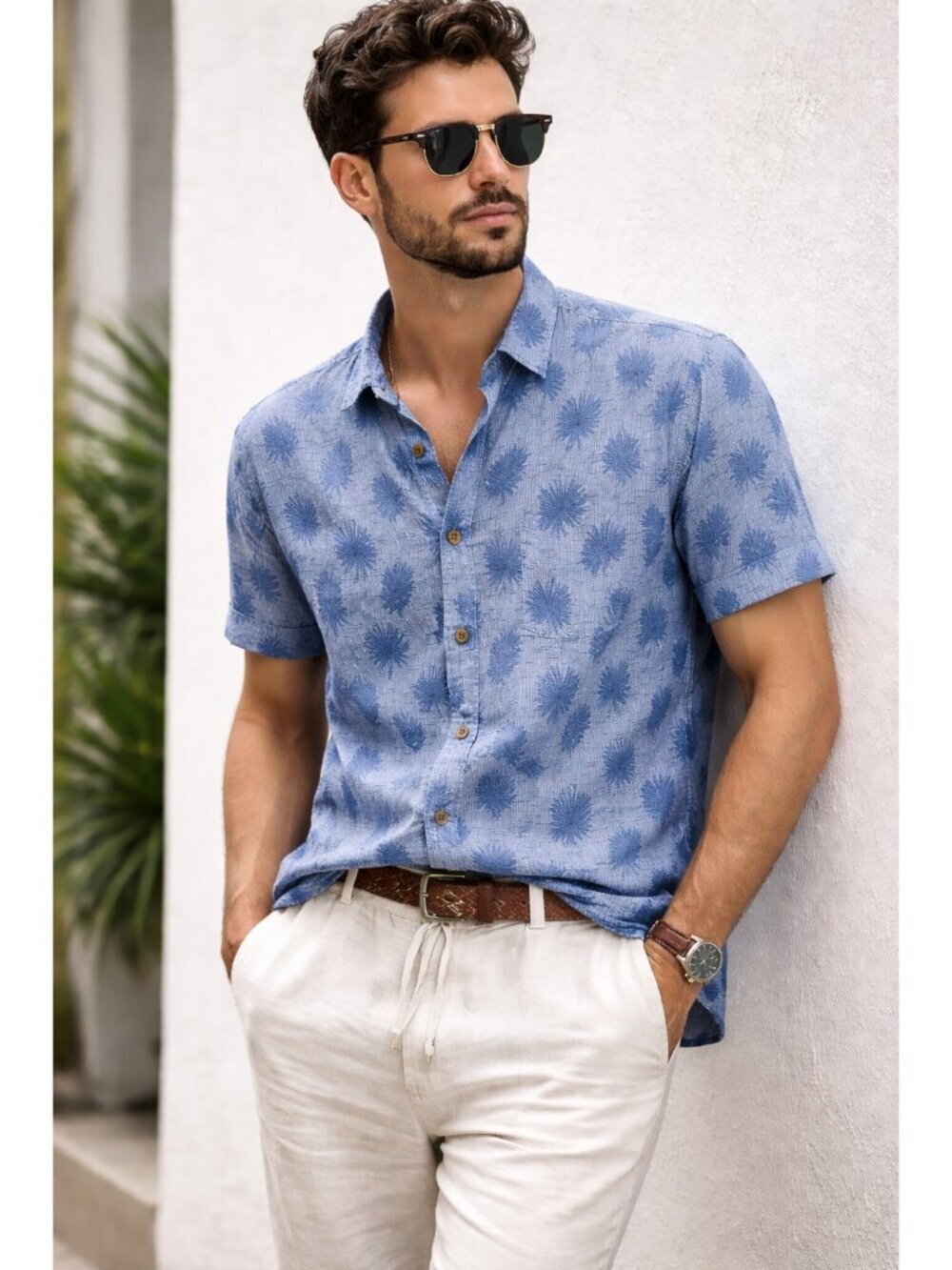 Tommy Bahama Coconut Point Shirt 3XLT Blue Tropical Print Button Up Short Sleeve